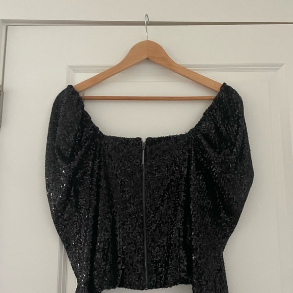 Ramy Brook Hazel Skye Puff Sleeve Sequin Squareneck Top - Picture 8 of 9
